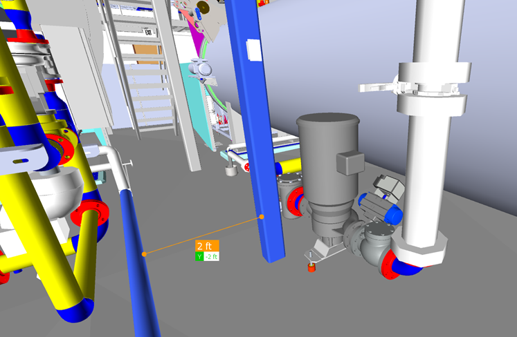 Due to factory spatial constraints, equipment is close coupled, but sufficient clearance is maintained between columns and piping for easy access and maintenance.