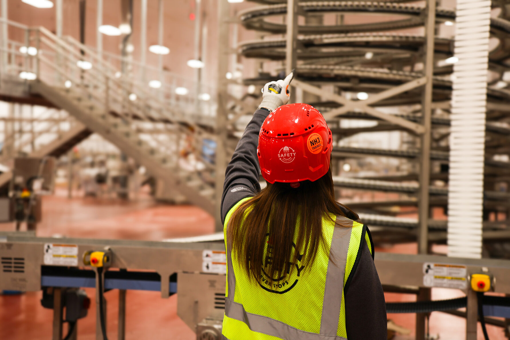McCownGordon associate pointing at something inside a food manufacturing facility